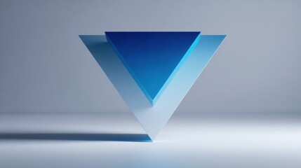 A sleek minimalist downward arrow symbol rendered in smooth gradient blue tones, set against a neutral background.