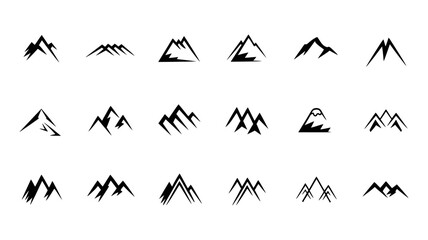 Naklejka premium Collection of Minimalist Mountain Icons