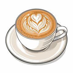 Create a bold, vector illustration of a cappuccino with heavy crema, showcasing rich brown tones and a visible foam texture.