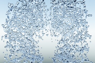 四方に舞う水しぶきの美しさの3Dイラスト