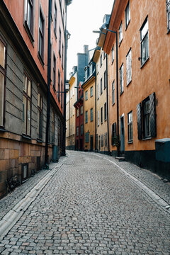 Traditional cobblestone road in Gamla Stan