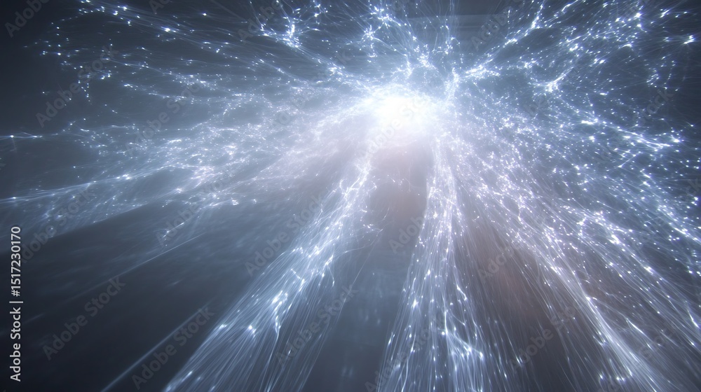 Poster abstract light streaks emanating from a central point, creating a dynamic visual effect