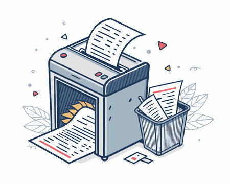 paper shredder in action, blue and gray clip art preview