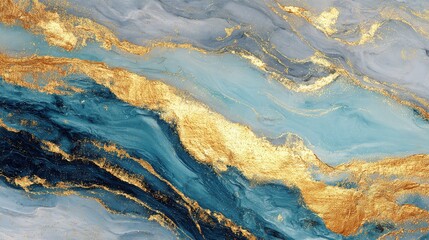 Fototapeta premium The elegant marble texture paired with luxurious golden abstract brushstrokes creates a high-end art gallery vibe, perfect for premium exhibition backdrops, design projects or luxury brand displays.