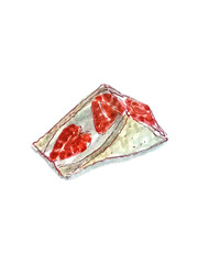 hand drawn vector watercolor illustration of strawberry sandwich	
