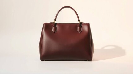 Elegant Maroon Leather Handbag: Sophisticated Design, Classic Style