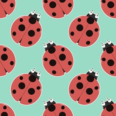 ladybug cartoon seamless repeating pattern