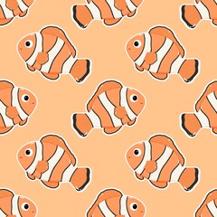 fish cartoon seamless repeating pattern