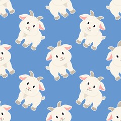 Goat cartoon seamless repeating pattern