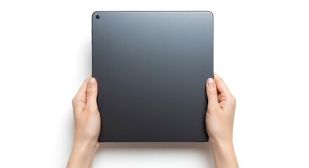 Dark Slate Tablet Held Gently: A Minimalist Product Shot