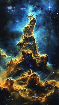 Cosmic entity formation in an ethereal universe of nebulae and radiant stars
