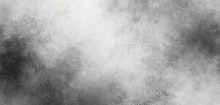 Abstract black and white watercolor grunge texture. Soft white and grey color gradient creates dreamy, smoky vibe. Grungy, vintage, retro art design. Ideal for background, wallpaper or design element.