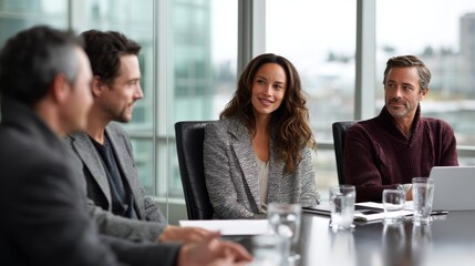 Fototapeta premium Diverse Business Professionals in Collaborative Meeting at Modern Office