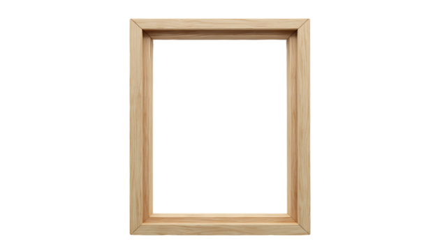 Wooden Picture Frame Isolated on Transparent Background