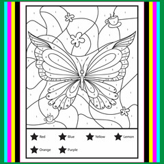 Color by numbers - addition and subtraction worksheet for education. Coloring book. Solve examples...