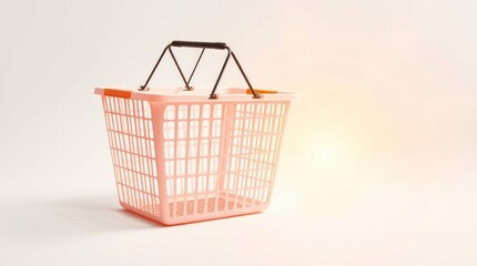 Pink Plastic Shopping Basket: Minimalist Product Shot