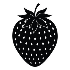 A simple, bold strawberry silhouette with its iconic heart shape and leafy crown, perfect for clean, minimal designs or as a sweet, recognizable fruit symbol.
