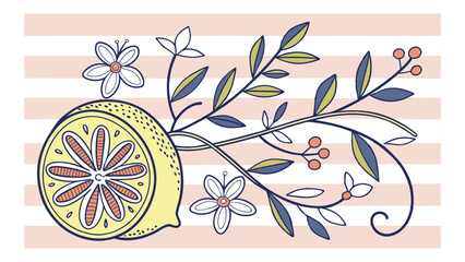 Italian Ceramic Style Pattern with Lemons and Flowers.eps