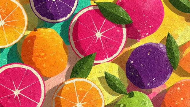 Vibrant Citrus Fruits Background Pattern Illustration, Refreshing and Colorful Design