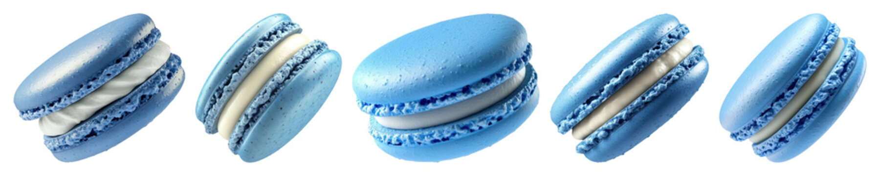 PNG Blue macarons in various angles transparent background.