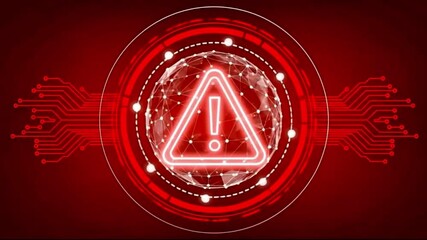 Red alert warning digital globe network security breach digital threat futuristic technology background - Powered by Adobe