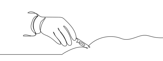 Continuous line, the hand of the doctor is performing surgery, surgery, scalpel line art vector Edit Stroke.
