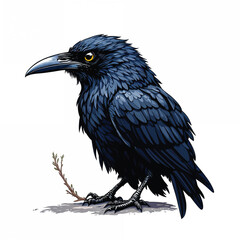 Fototapeta premium Illustration of a black crow standing isolated