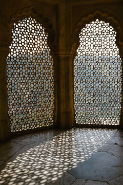 Traditional Indian Jali Windows and Their Shadows