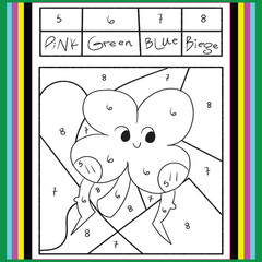 Vector capybara color by number activity with animal on natural background. Nature landscape scene. Black and white counting game. Coloring page for kids with cute capybara