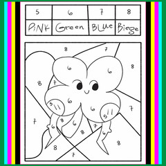 Vector capybara color by number activity with animal on natural background. Nature landscape scene. Black and white counting game. Coloring page for kids with cute capybara