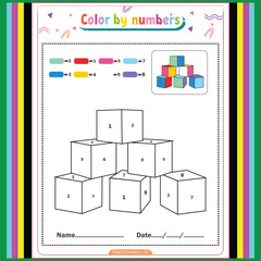 Easy color by number coloring book for kids