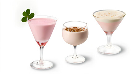 strawberry milkshake isolated on white