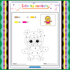 Little Bird color by number coloring book for kids