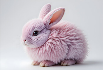 Fluffy Pink Rabbit Plush Toy with Soft Fur