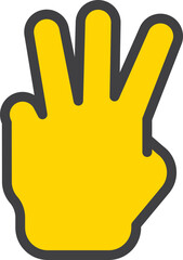 3を表しているシンプルな手のアイコン