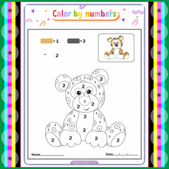 Easy Taddy color by number coloring pages for kids 