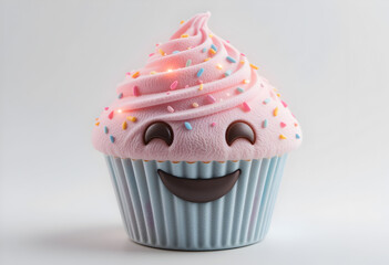 Smiling Pink Cupcake Plush Toy with Sprinkles