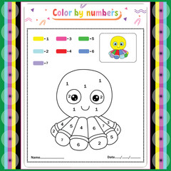 Easy color by number coloring book for kids