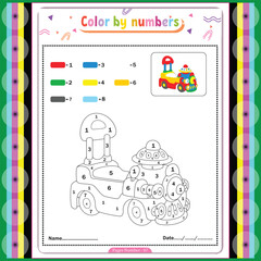 Easy and funny color by number coloring pages for kid