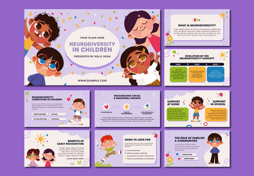 Colorful Neurodiversity Children Support Neurodevelopment Kid Educational Presentation