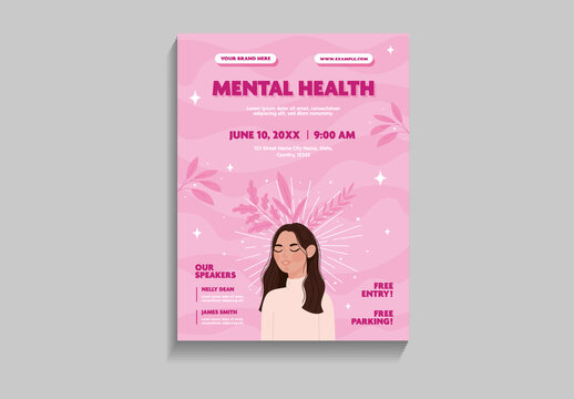 Fuchsia And Pink Mental Health Awareness Wellness Event Poster