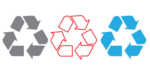 Recycle symbol. Reusing signs set. Recycling icons isolated on white background. Vector illustration