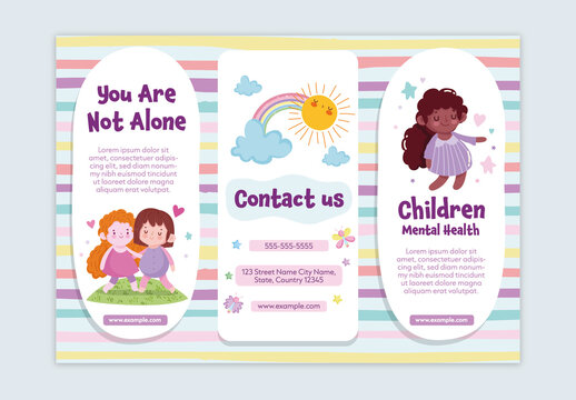 Colorful Children Mental Health Awareness Kid Wellness Support Brochure