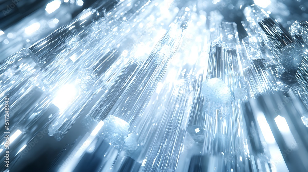 Fototapete abstract rendering showcasing light interplay with crystal prisms and reflections