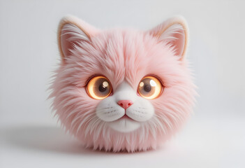 Fluffy Pink Cat Face Plush Toy