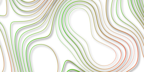 Modern papercut decoration textured with green halftone pattern. Contour elevation topographic and textured Background Modern design with white background with topographic wavy patten. 