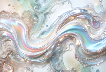 Abstract Iridescent Colorful Swirls with Glossy Texture

