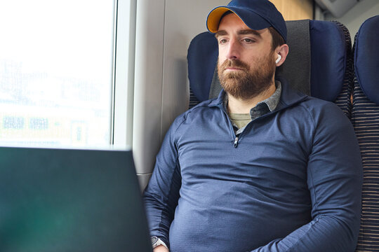 Young man on a train