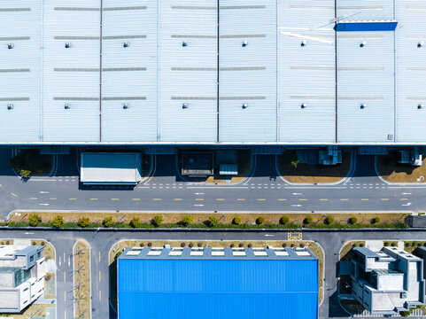Aerial View of Warehouse Factory