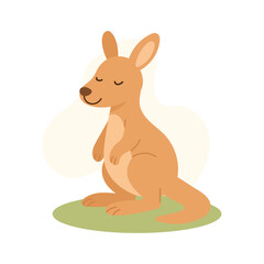 Peaceful kangaroo standing calmly with closed eyes, kangaroo cartoon suits nature education, animal graphics, and children's wildlife-themed projects.